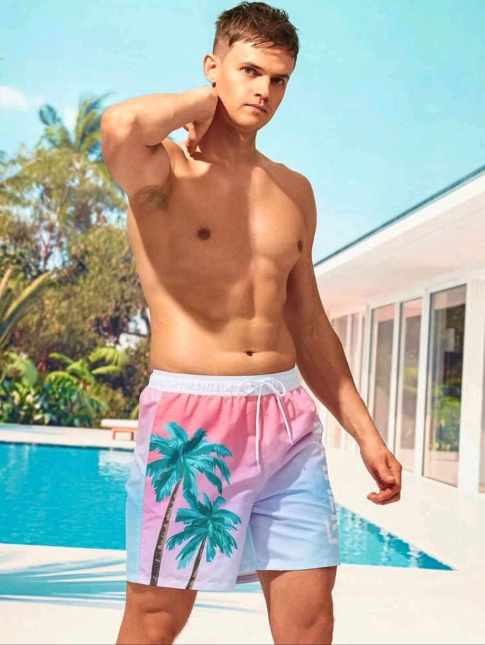 NEW MEN TROPICAL PRINT SWIM TRUNKS SIZE: MEDIUM